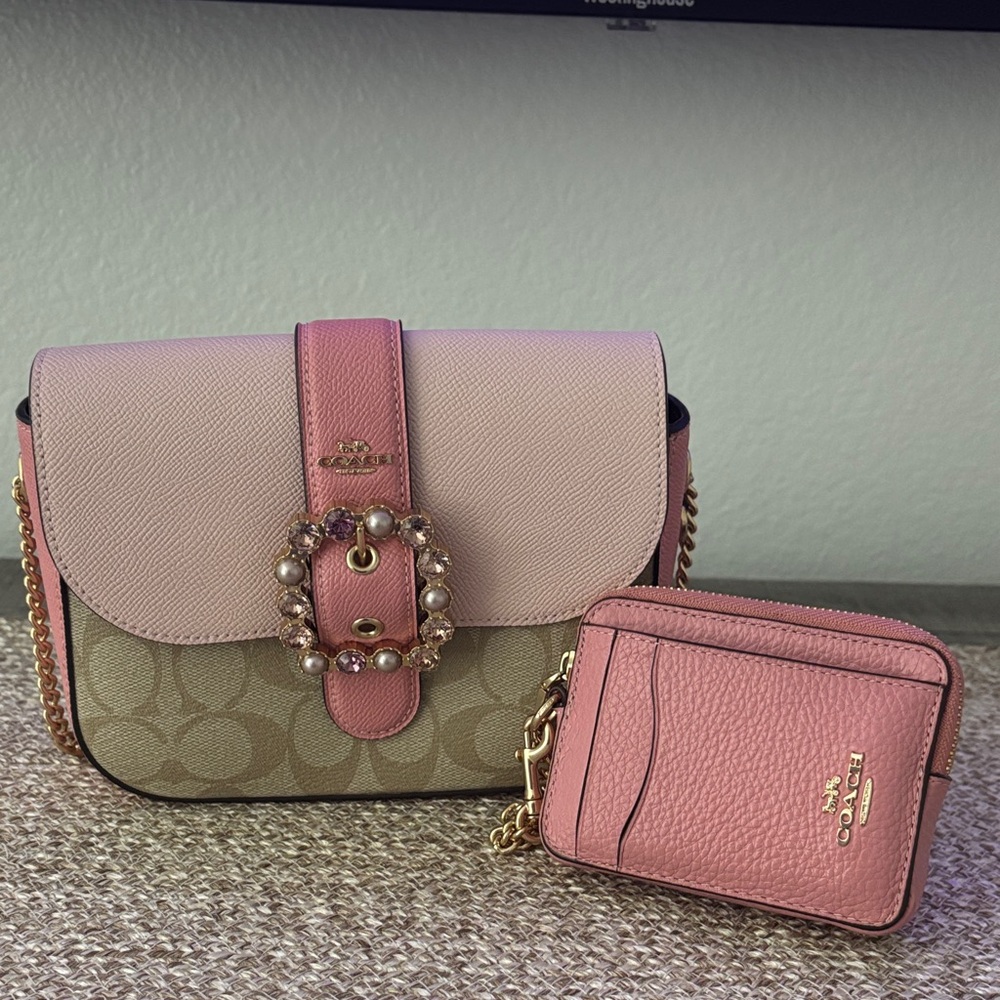 Coach Pink and Tan Crossbody Bag Set